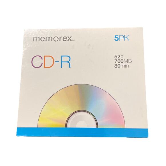 5 pack Memorex CD-R 52X 700MB/80Min 5PK. Recordable NEW SEALED - Picture 1 of 2